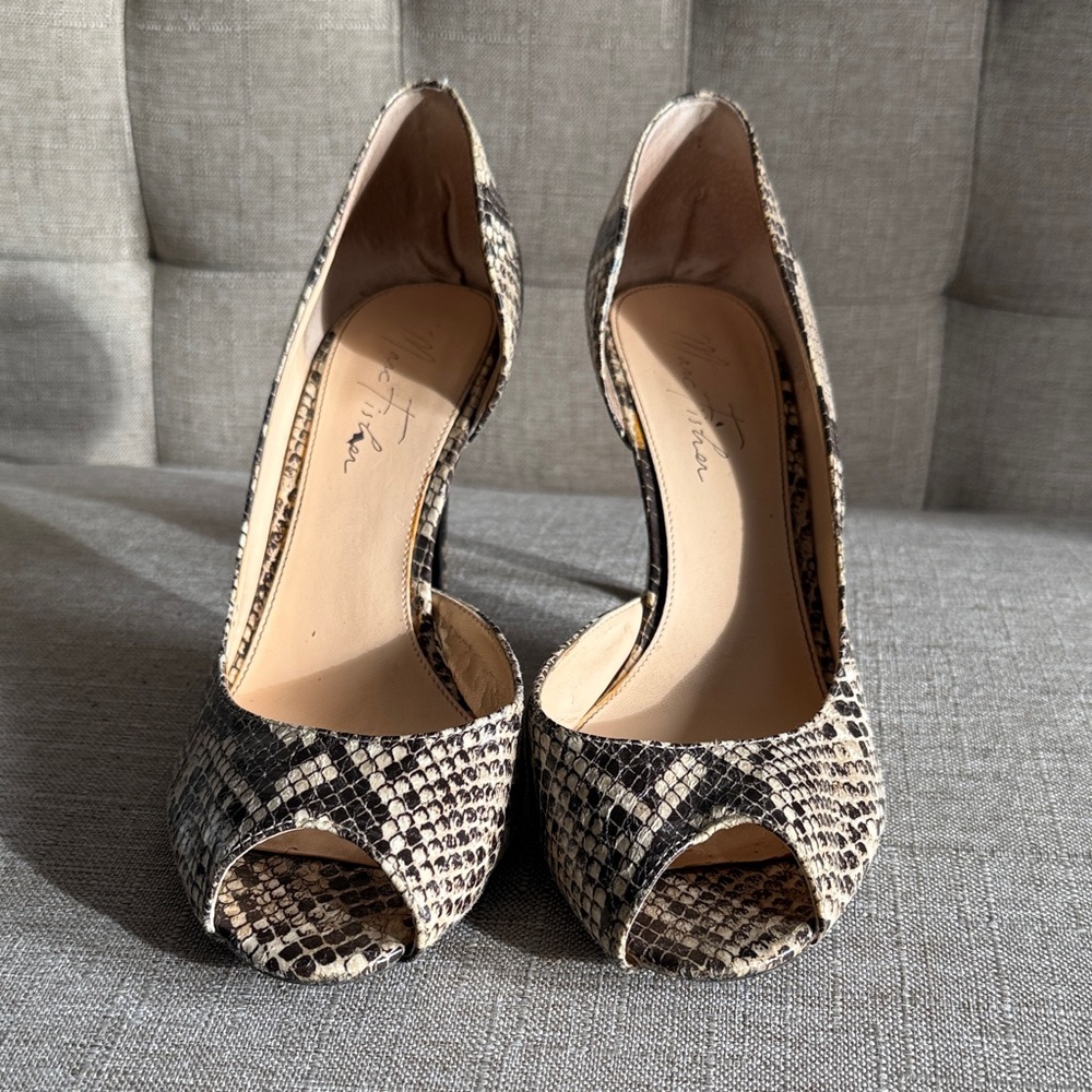 Marc Fisher Snakeskin Peep-Toe Heels